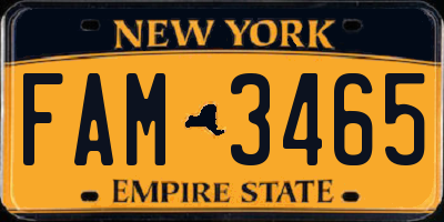 NY license plate FAM3465