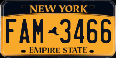 NY license plate FAM3466