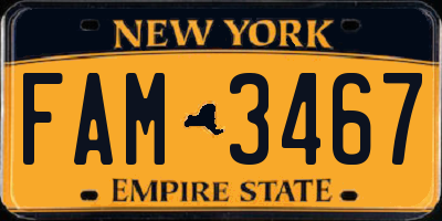 NY license plate FAM3467