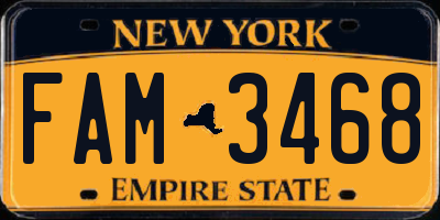NY license plate FAM3468