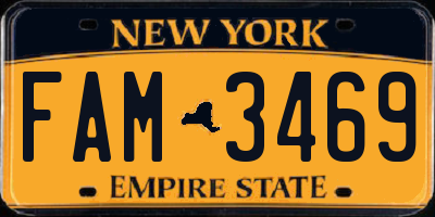 NY license plate FAM3469