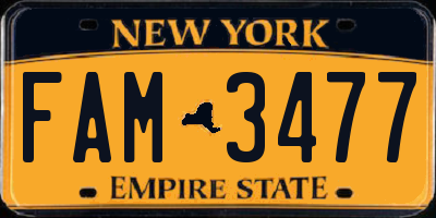 NY license plate FAM3477