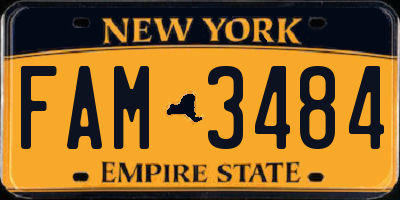 NY license plate FAM3484