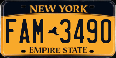 NY license plate FAM3490