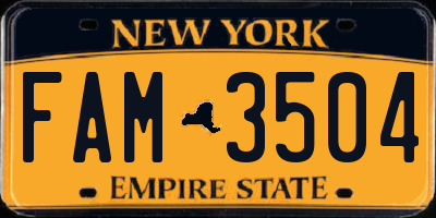 NY license plate FAM3504