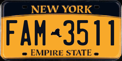 NY license plate FAM3511