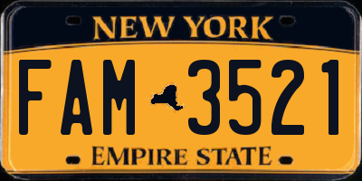 NY license plate FAM3521
