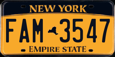 NY license plate FAM3547