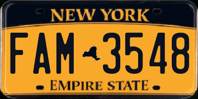 NY license plate FAM3548