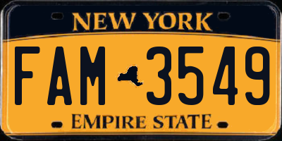 NY license plate FAM3549