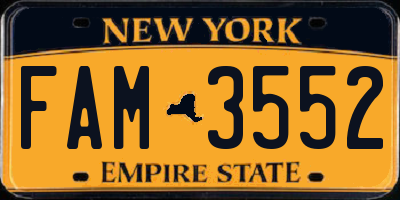 NY license plate FAM3552