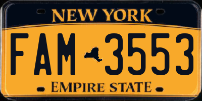 NY license plate FAM3553