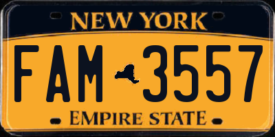 NY license plate FAM3557
