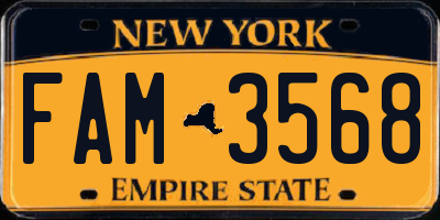 NY license plate FAM3568