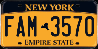 NY license plate FAM3570
