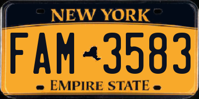 NY license plate FAM3583