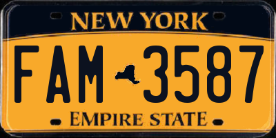 NY license plate FAM3587