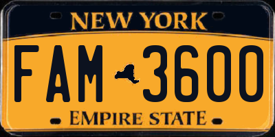 NY license plate FAM3600