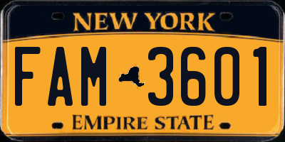 NY license plate FAM3601