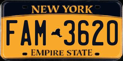 NY license plate FAM3620