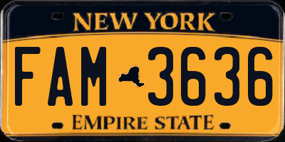 NY license plate FAM3636