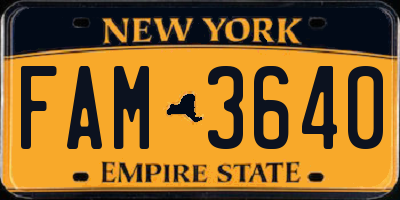 NY license plate FAM3640