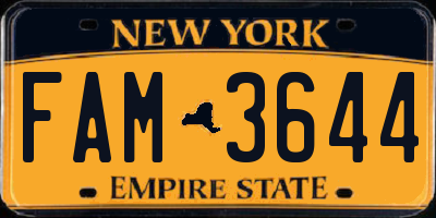 NY license plate FAM3644