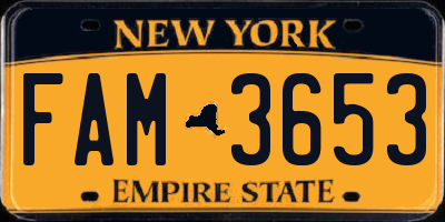 NY license plate FAM3653