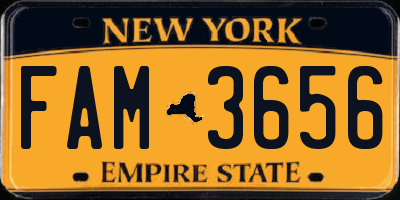 NY license plate FAM3656