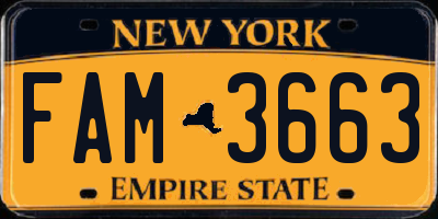NY license plate FAM3663
