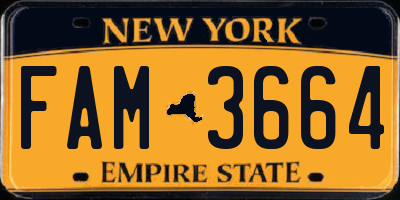 NY license plate FAM3664