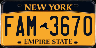 NY license plate FAM3670