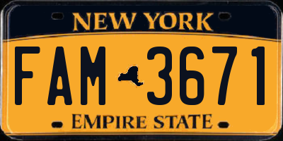NY license plate FAM3671
