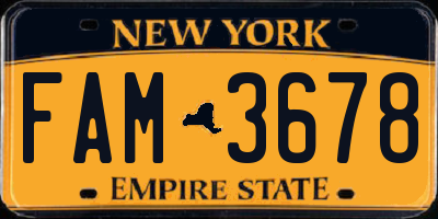 NY license plate FAM3678