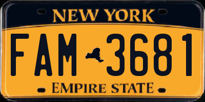 NY license plate FAM3681