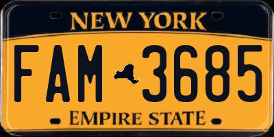 NY license plate FAM3685