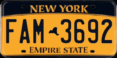NY license plate FAM3692