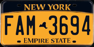 NY license plate FAM3694