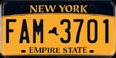 NY license plate FAM3701
