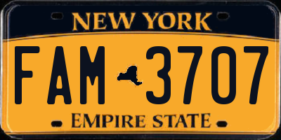 NY license plate FAM3707