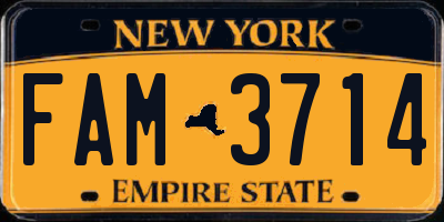 NY license plate FAM3714