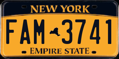 NY license plate FAM3741
