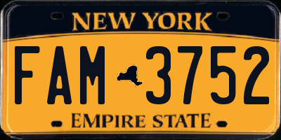 NY license plate FAM3752