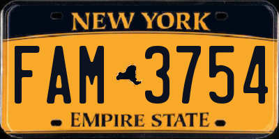 NY license plate FAM3754