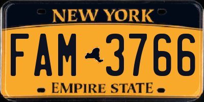 NY license plate FAM3766
