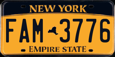 NY license plate FAM3776