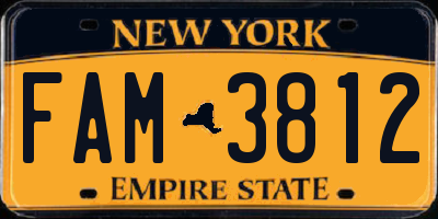 NY license plate FAM3812