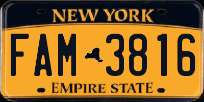 NY license plate FAM3816