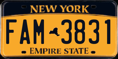 NY license plate FAM3831