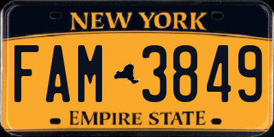 NY license plate FAM3849